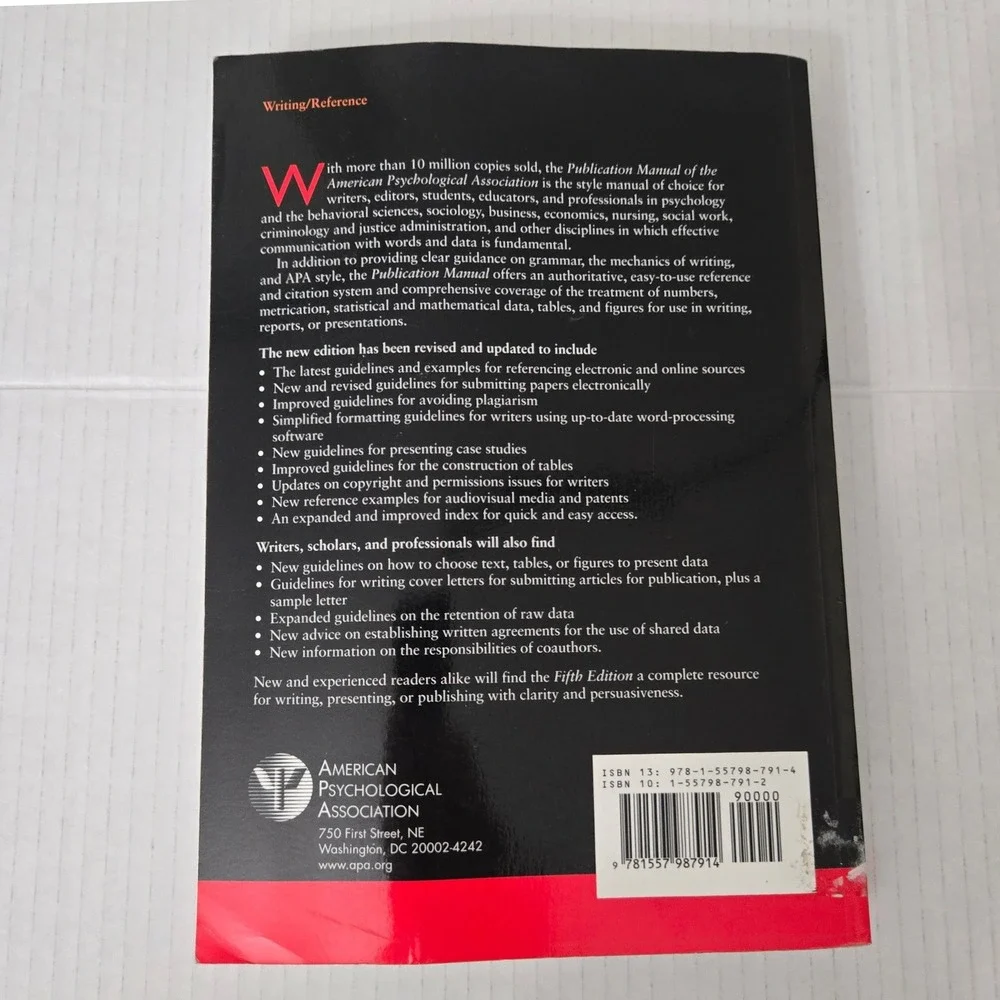 Vintage APA Publication Manual 5th Edition American Psychological Assoc USA Made